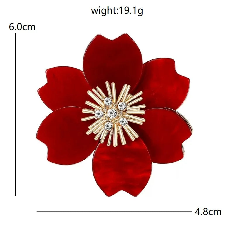 Jeweled Floral and Clover Motif Brooch