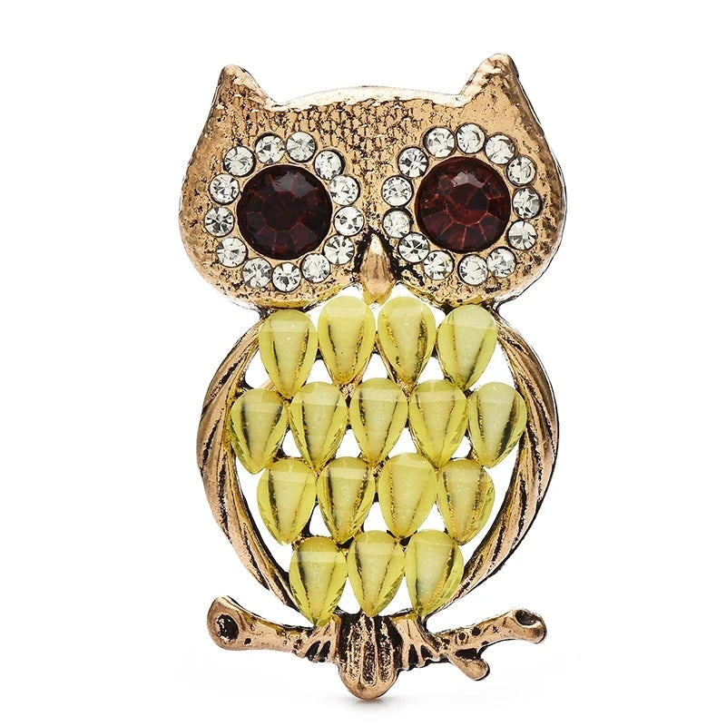 Vintage-Style Owl with Faceted Feather Body Brooch original variant product photo