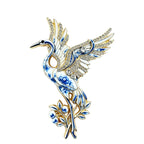 Red Crowned Crane with Berry Branch Brooch original white background product photo