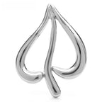 Open Heart Leaf Stainless Steel Brooch — Polished Silver