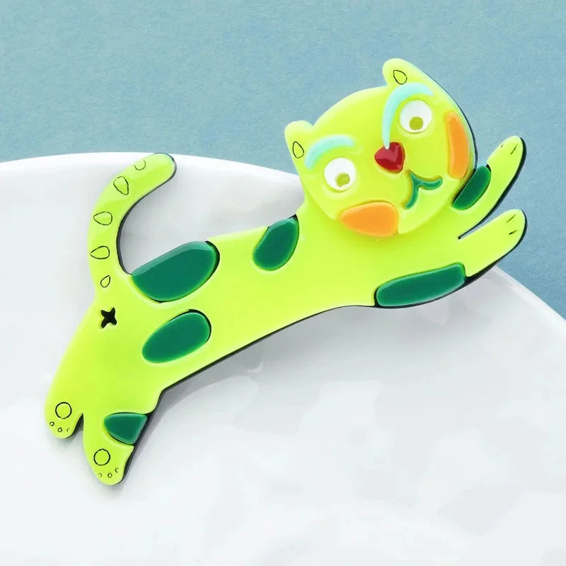 Colorful Acrylic Cartoon Cat Brooch