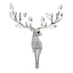 Faceted Crystal-Look Stag Brooch