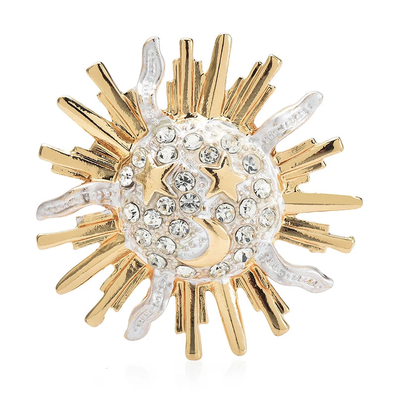 Smiling Sun and Stars Brooch