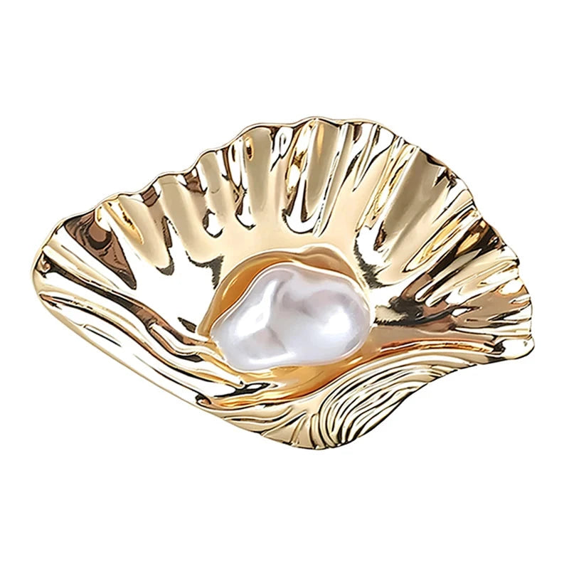 Sculptural Shell with Pearl-Look Accent Brooch original white background product photo
