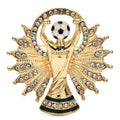 Football Trophy with Player and Jeweled Sunburst Brooch — Football Player Trophy