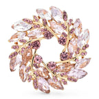 Jeweled Olive Wreath Brooch — Pink