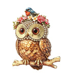 Floral Crown Owl with Little Bird Brooch original white background product photo