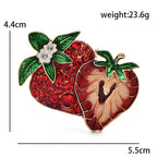 Enamel Strawberry and Slice Brooch — dimensions