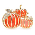 Enamel Pumpkin Trio Brooch — Orange & Coral