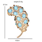 Blue Stone Ornate Feather Brooch — dimensions
