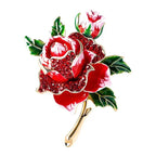 Red Enamel Rose Bouquet Brooch — Red Rose Bouquet