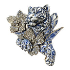 Tiger with Butterflies and Flowers Brooch original white background product photo