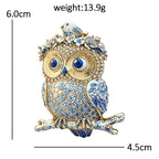 Floral Crown Owl with Little Bird Brooch