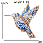 Patterned Hummingbird in Flight Brooch