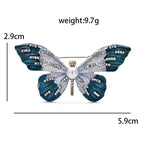 Enamel Butterfly with Sparkling Wing Stripes Brooch — dimensions