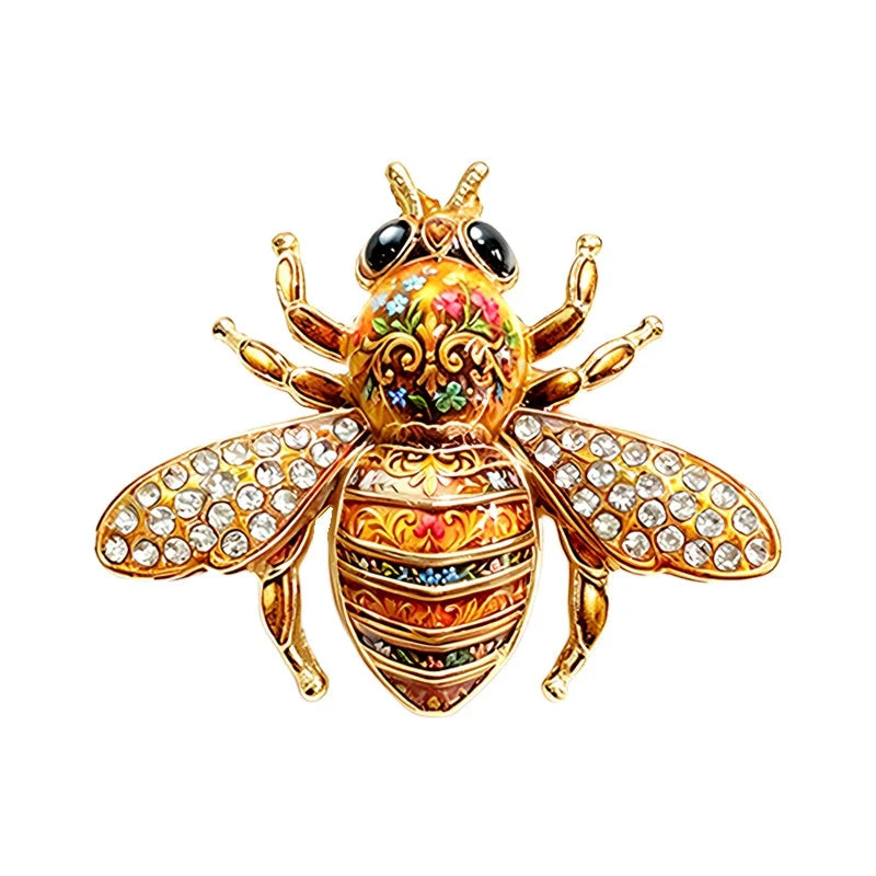 Striped Bee with Sparkling Wings Brooch original white background variant photo