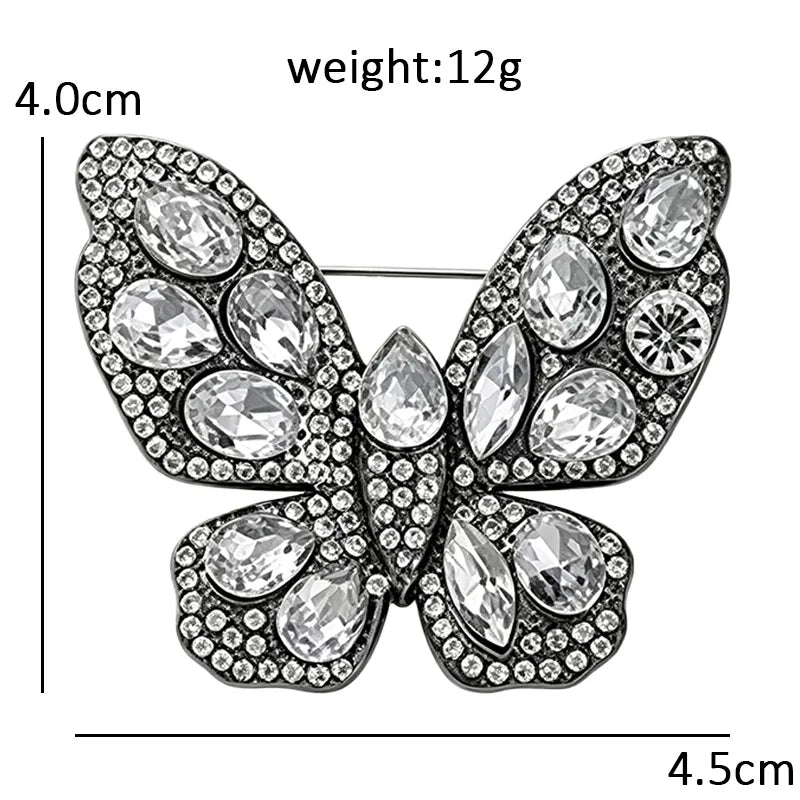 Oval Faceted Wing Butterfly Brooch