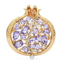 Jeweled Pomegranate with Enamel Rim Brooch — Purple