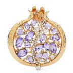 Jeweled Pomegranate with Enamel Rim Brooch — Purple