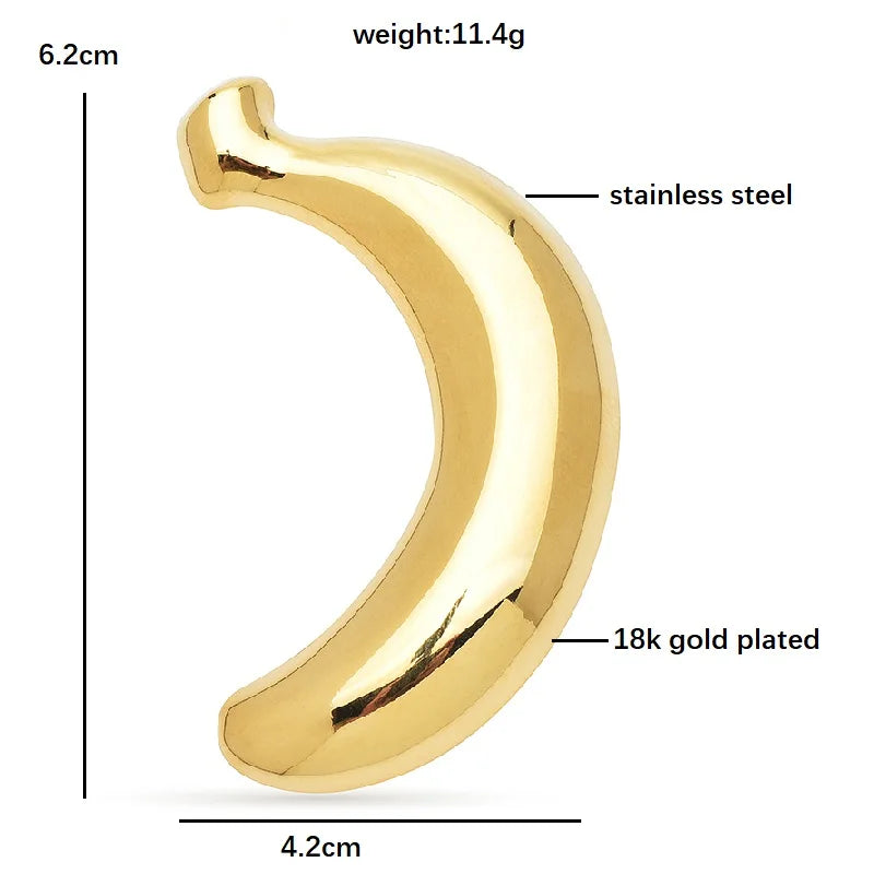 Polished Banana Stainless Steel Brooch — dimensions