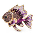 Enamel Fantail Fish with Rhinestones Brooch — Purple