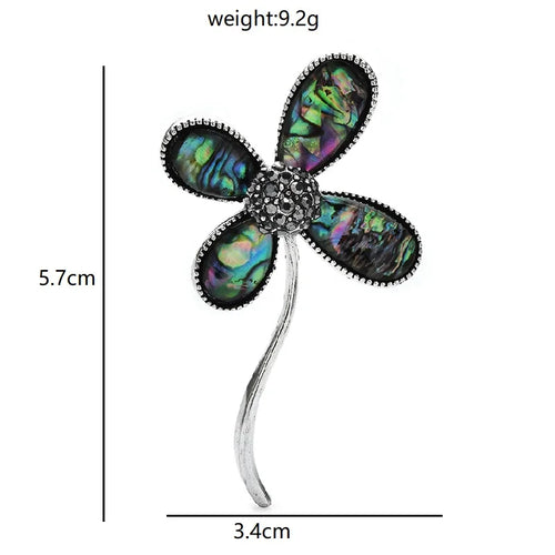 Abalone-Look Four-Petal Flower Brooch — dimensions