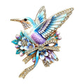 Hummingbird with Floral Bow Brooch original white background product photo
