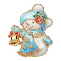 Winter Snowman Holding a Bell Brooch original white background product photo