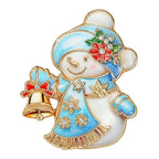 Winter Snowman Holding a Bell Brooch original white background product photo