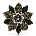 Faceted Rhinestone Sunflower Brooch — Multicolor