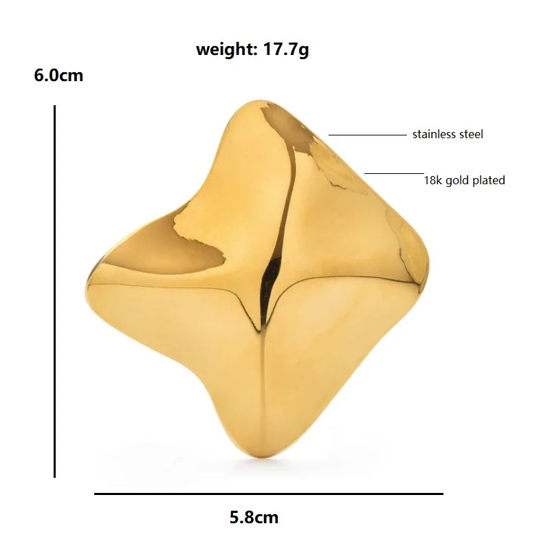 Wavy Diamond-Shaped Metal Brooch — dimensions