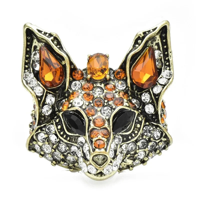 Jeweled Fox Face Brooch — Jeweled Fox Face