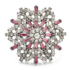 Jeweled Snowflake with Baguette Accents Brooch — Pink
