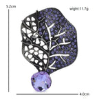 Half-Openwork Rhinestone Leaf with Faceted Drop Brooch dimensions and weight