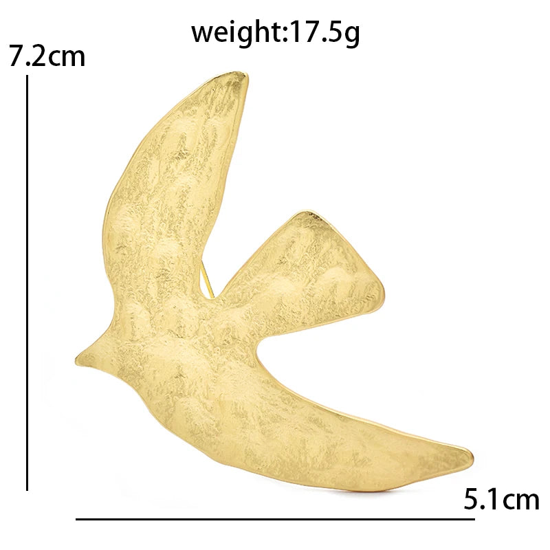 Textured Golden Dove in Flight Brooch — dimensions