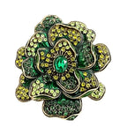 Vintage Pave Camellia Flower Brooch original white background product photo