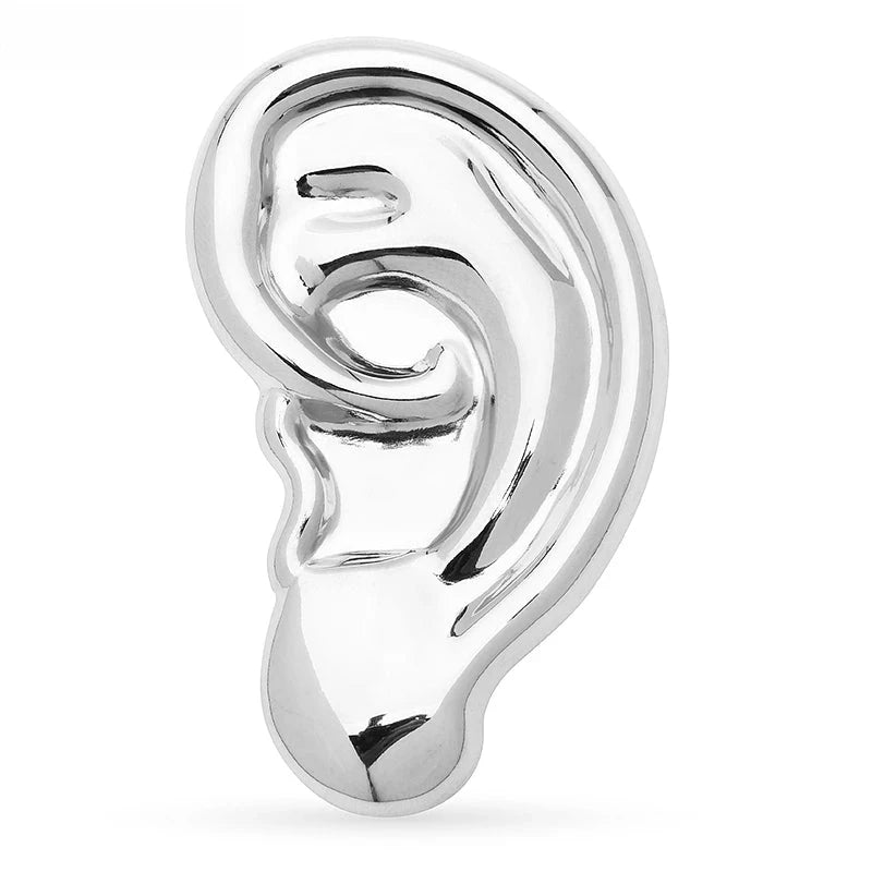 Sculptural Ear Brooch — Silver
