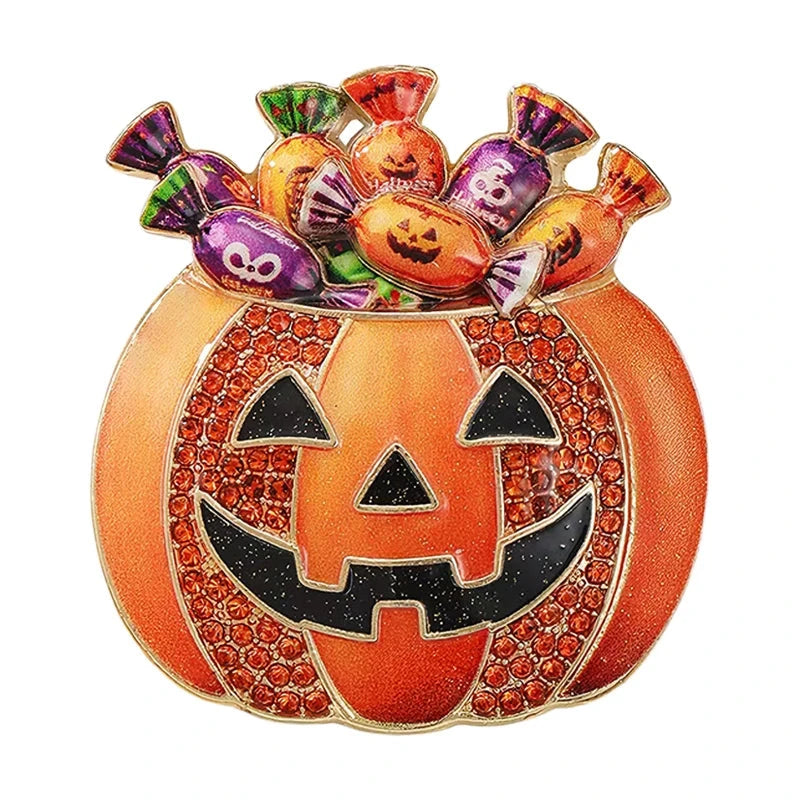 Halloween Pumpkin Candy Bucket Brooch original white background product photo