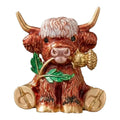 Highland Cow Holding a Thistle Brooch