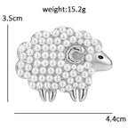 Pearl-Look-Accent Sheep with Curled Horns Brooch