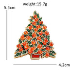 Enamel Christmas Tree with Red Berries Brooch