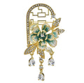 Enamel Peony on Arched Frame with Dangling Drops Brooch original variant product photo