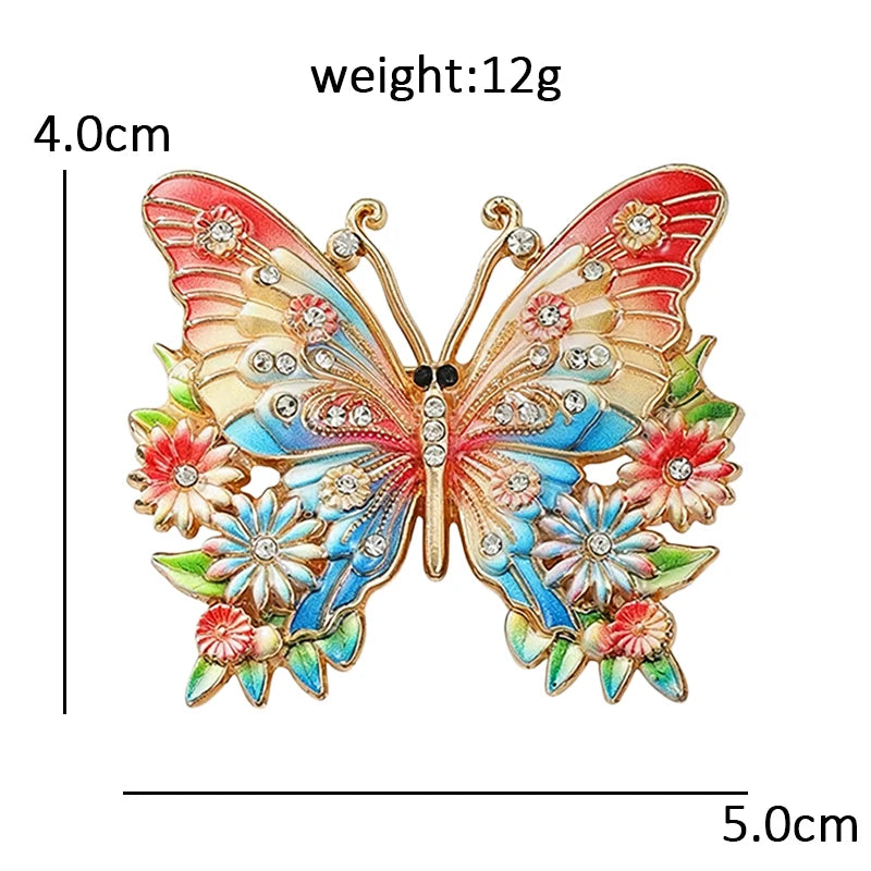 Butterfly with Flower-Trimmed Wings Brooch