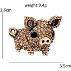 Rhinestone Piglet with Curled Tail Brooch
