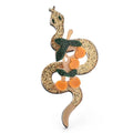 Acrylic Coiled Snake with Scarf Brooch — Gold & Orange