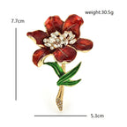 Large Enamel Flower with Jeweled Center Brooch — dimensions