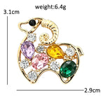 Colorful Sparkle Curled Horn Goat Brooch