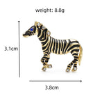 Enamel Zebra with Blue Crystal Eye Brooch — dimensions
