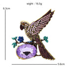 Jeweled Bird with Oval Faceted Stone Brooch — dimensions