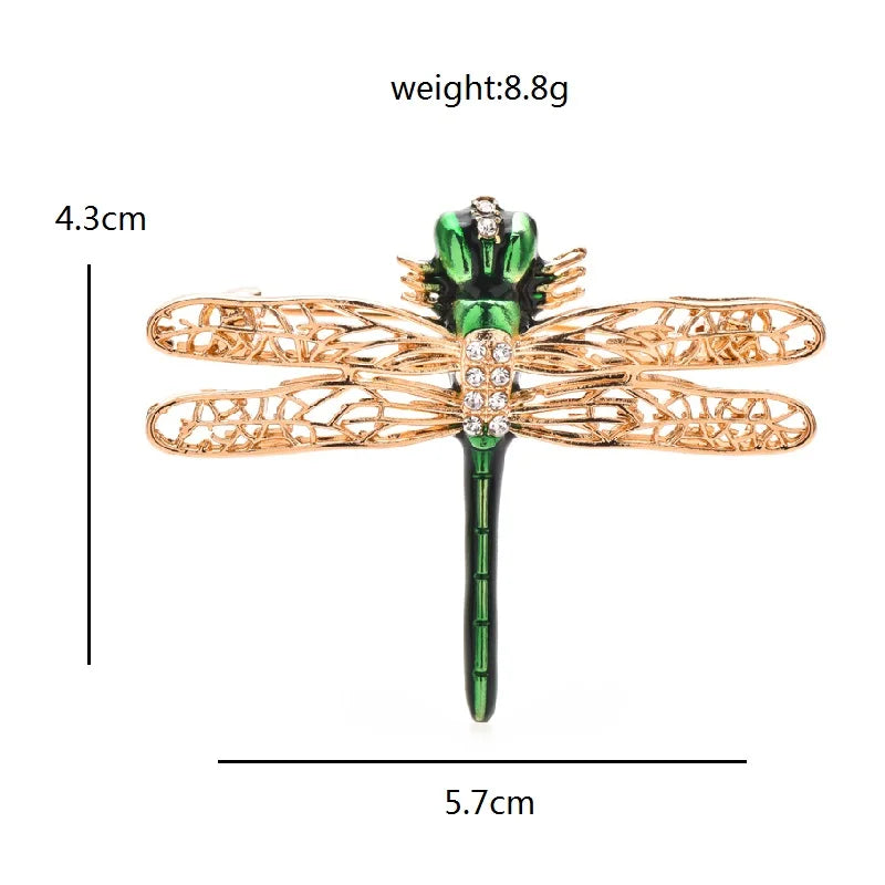 Enamel Dragonfly with Jeweled Wings Brooch — dimensions